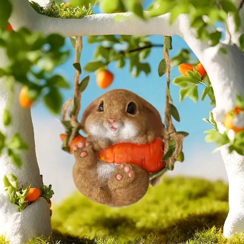 NNETM Resin Easter Bunny Carrot Figurine for Home Decor NNETM