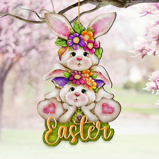 Handcrafted Easter Tree Decor - Easter Bunny Wooden Ornaments - Spring Home Decorations by J. Mills-Price - 8652829-0