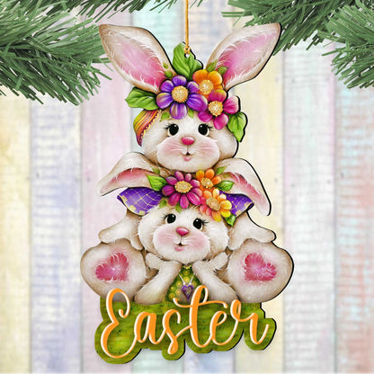Handcrafted Easter Tree Decor - Easter Bunny Wooden Ornaments - Spring Home Decorations by J. Mills-Price - 8652829-4