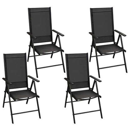 vidaXL 5 Piece Patio Dining Set with Folding Chairs Aluminum Black VidaXL