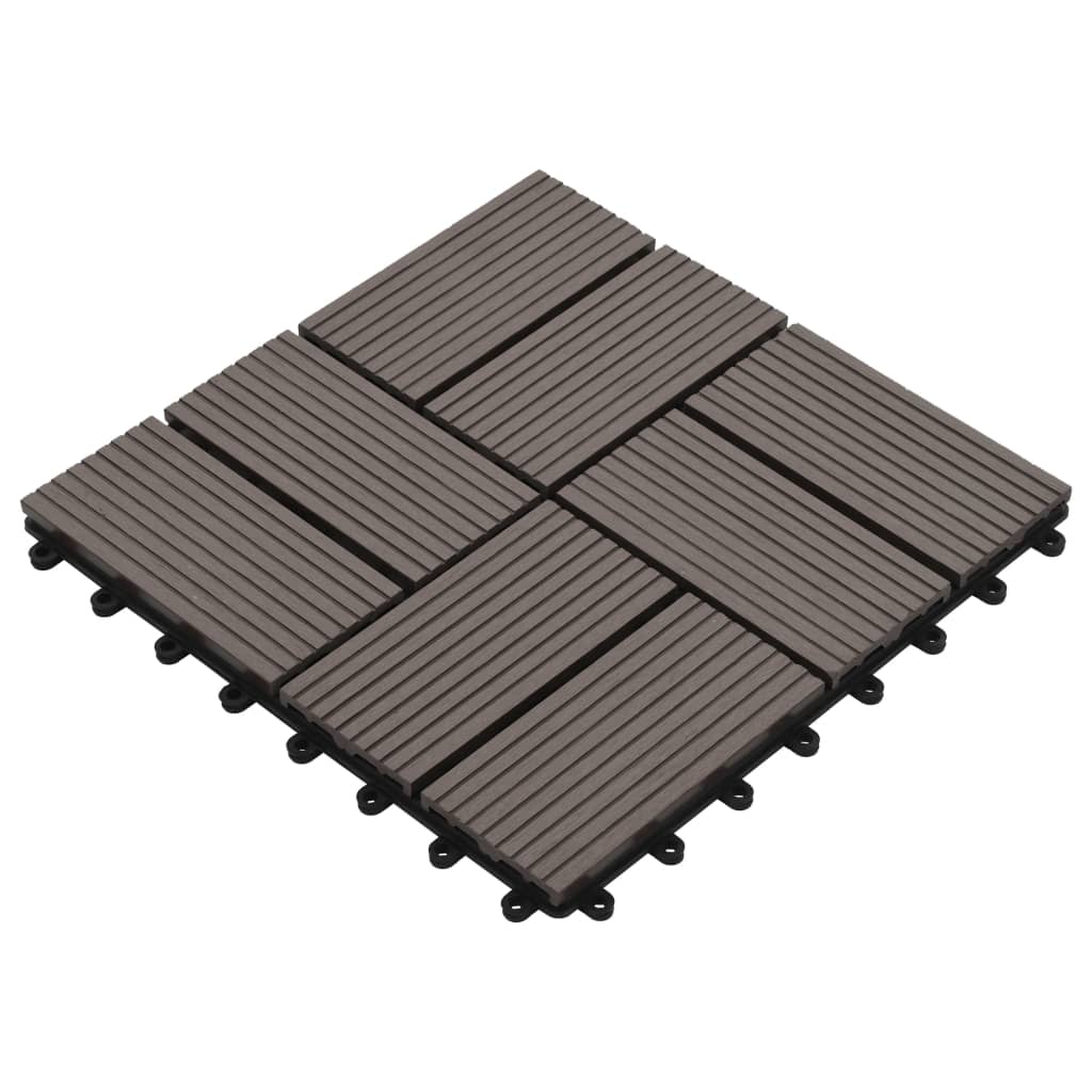 vidaXL 11 pcs Decking Tiles WPC 11.8"x11.8" 1 sqm Dark Brown VidaXL