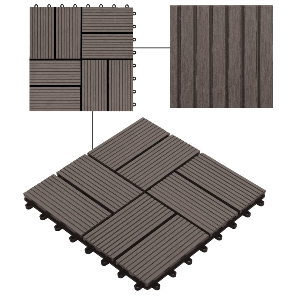 vidaXL 11 pcs Decking Tiles WPC 11.8"x11.8" 1 sqm Dark Brown VidaXL