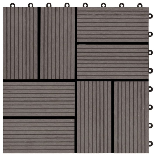 vidaXL 11 pcs Decking Tiles WPC 11.8"x11.8" 1 sqm Dark Brown VidaXL