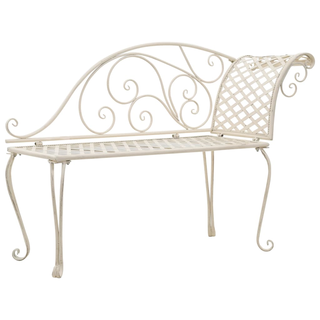 vidaXL Patio Chaise Lounge Outdoor Garden Bench with Backrest Steel Antique VidaXL
