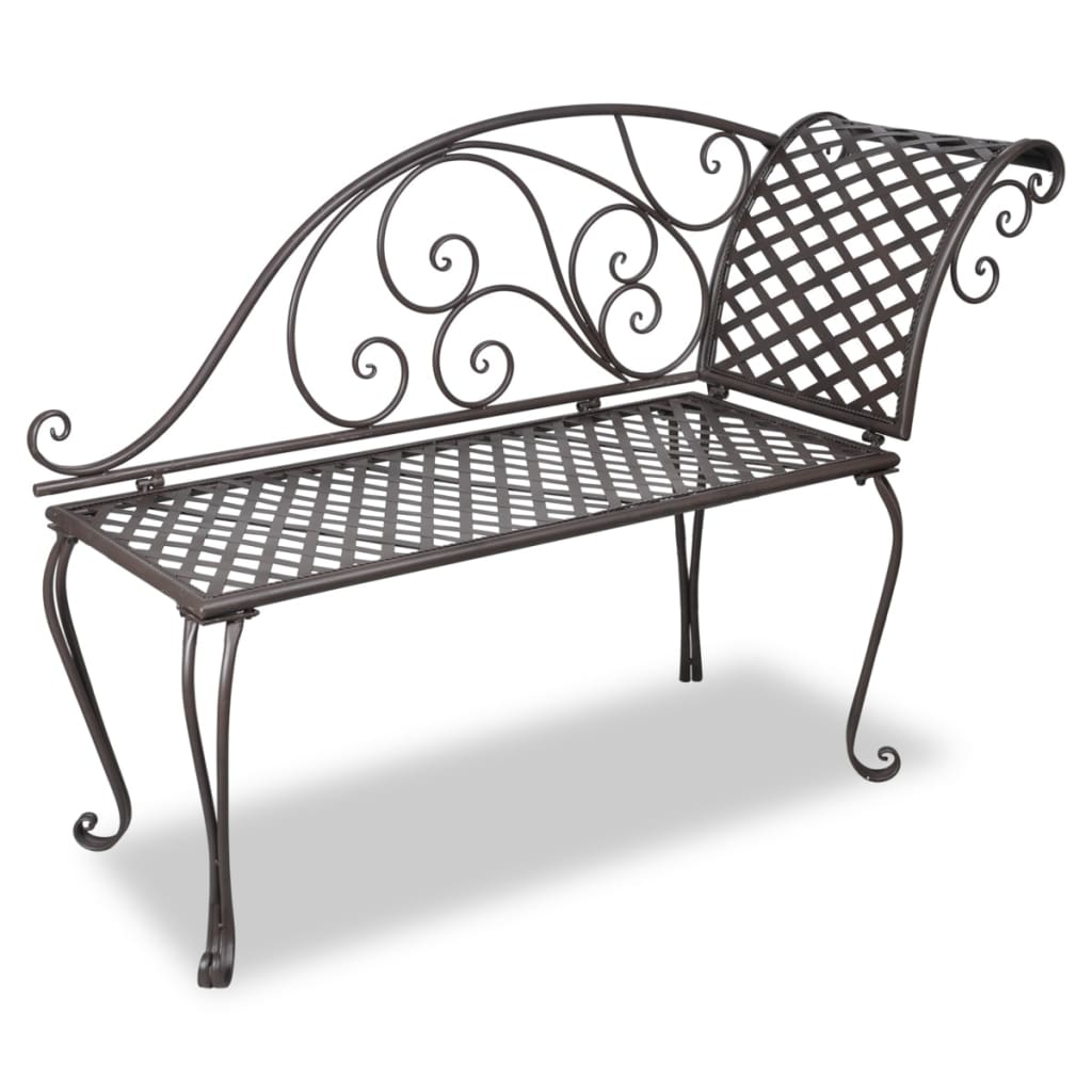 vidaXL Patio Chaise Lounge Outdoor Garden Bench with Backrest Steel Antique VidaXL