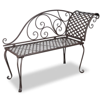 vidaXL Patio Chaise Lounge Outdoor Garden Bench with Backrest Steel Antique VidaXL