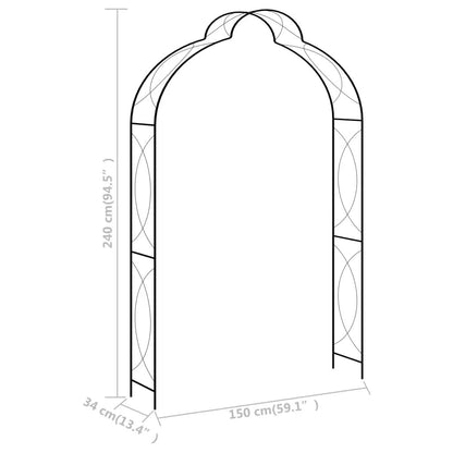 vidaXL Garden Arch Black 59.1"x13.4"x94.5" Iron - Vivid Treasure Zone