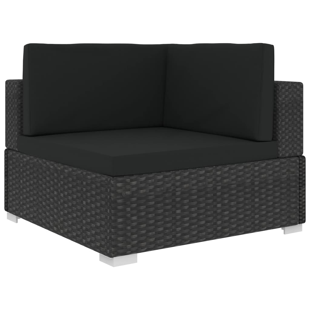 vidaXL 6 Piece Patio Lounge Set with Cushions Poly Rattan Black VidaXL