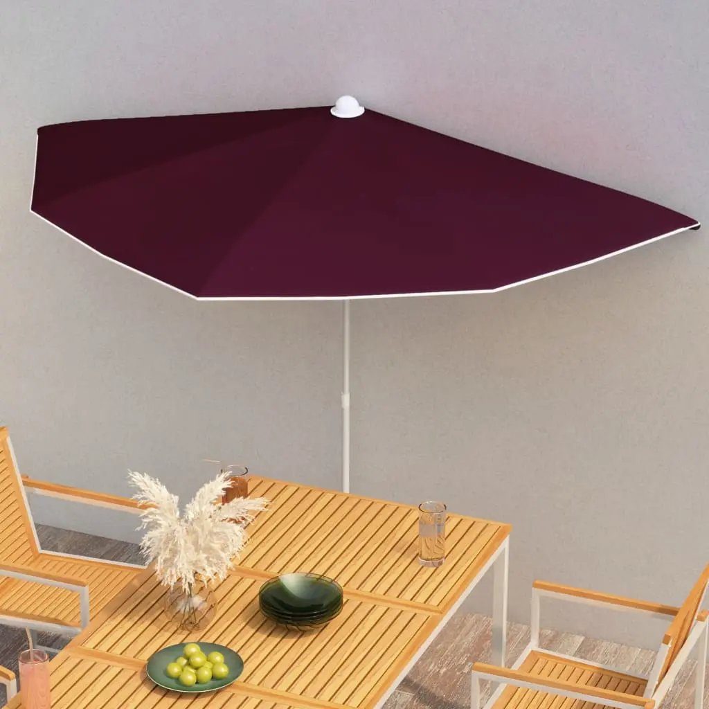 vidaXL Garden Half Parasol with Pole Outdoor Umbrella Sunshade Multi Colors - Vivid Treasure Zone