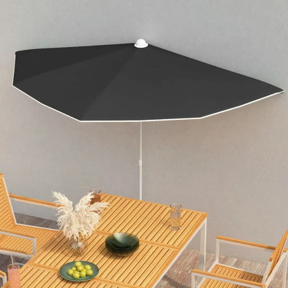 vidaXL Garden Half Parasol with Pole Outdoor Umbrella Sunshade Multi Colors - Vivid Treasure Zone
