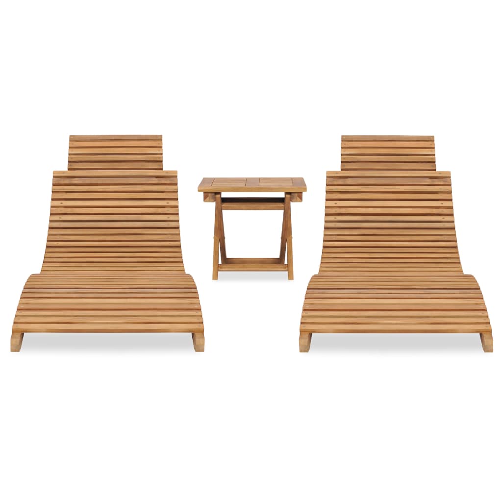 vidaXL 3 Piece Folding Patio Lounge Set Solid Teak Wood VidaXL