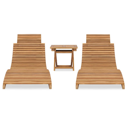 vidaXL 3 Piece Folding Patio Lounge Set Solid Teak Wood VidaXL