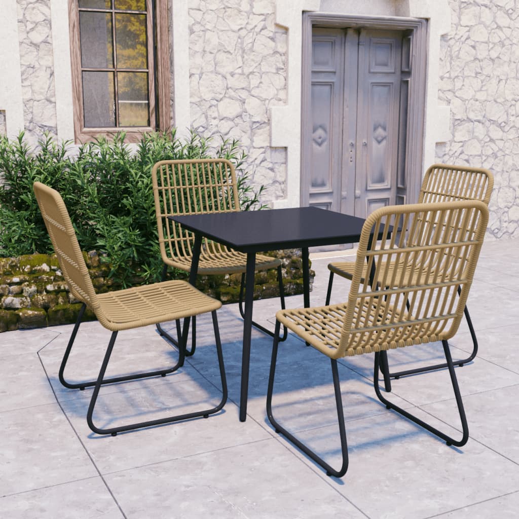 vidaXL Patio Dining Set Seat Black/Oak and Black 3/5/7/9 Piece Multi Sizes VidaXL