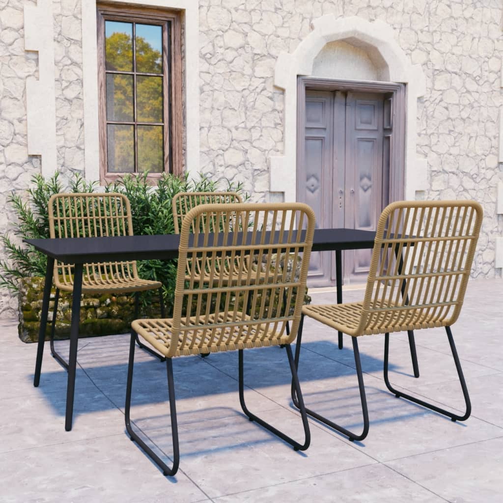 vidaXL Patio Dining Set Seat Black/Oak and Black 3/5/7/9 Piece Multi Sizes VidaXL