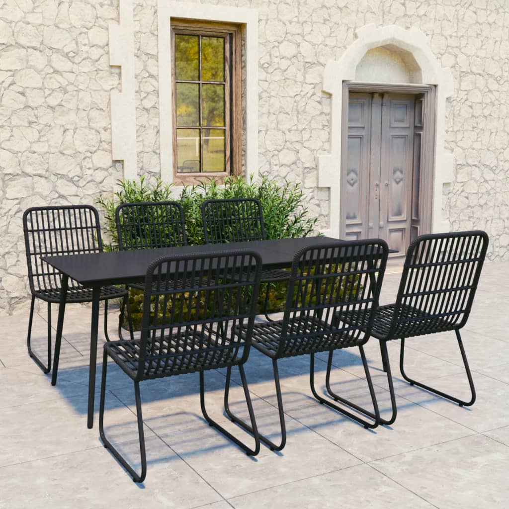 vidaXL Patio Dining Set Seat Black/Oak and Black 3/5/7/9 Piece Multi Sizes VidaXL
