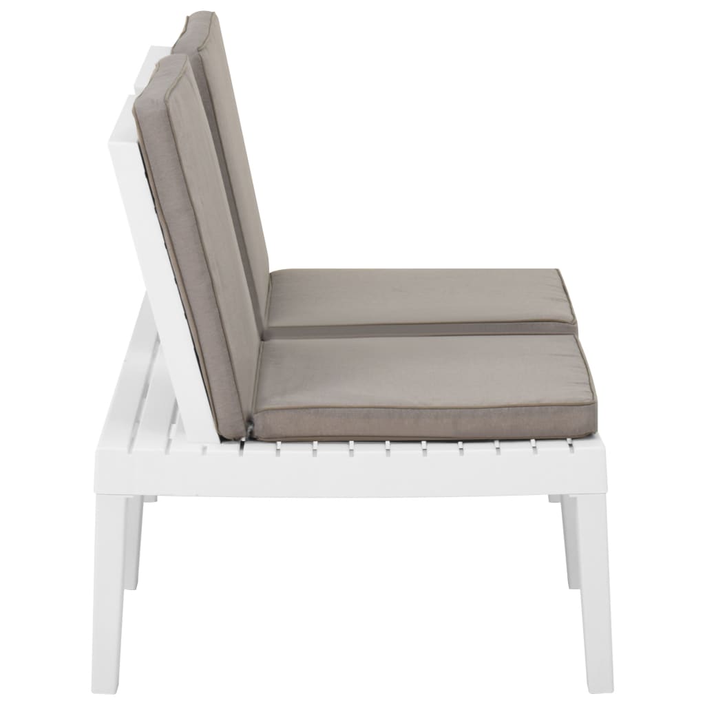 NNEVL Garden Lounge Bench with Cushion Plastic White-1