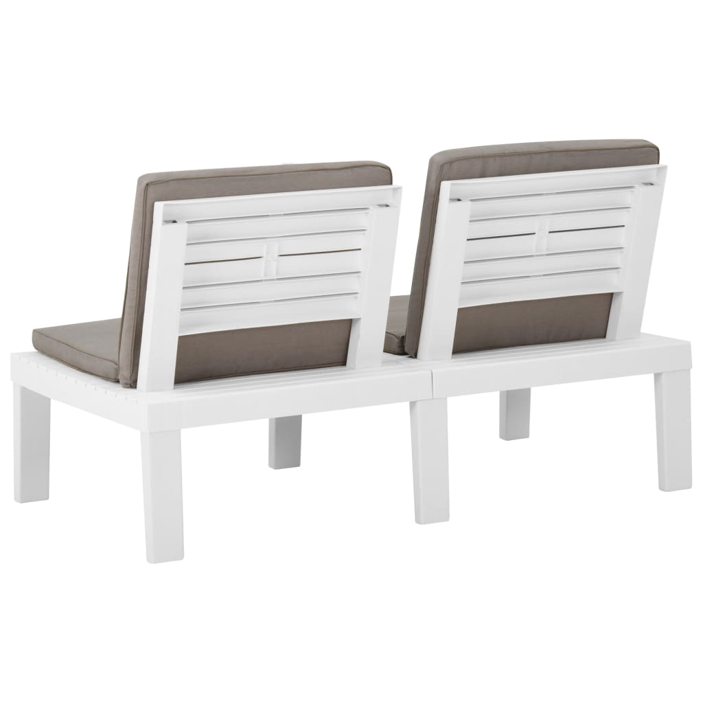 NNEVL Garden Lounge Bench with Cushion Plastic White-2
