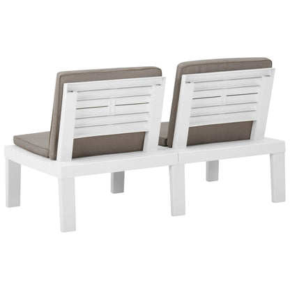 NNEVL Garden Lounge Bench with Cushion Plastic White-2