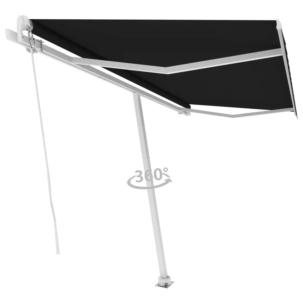 NNEVL Freestanding Manual Retractable Awning 450x300 cm Anthracite-3