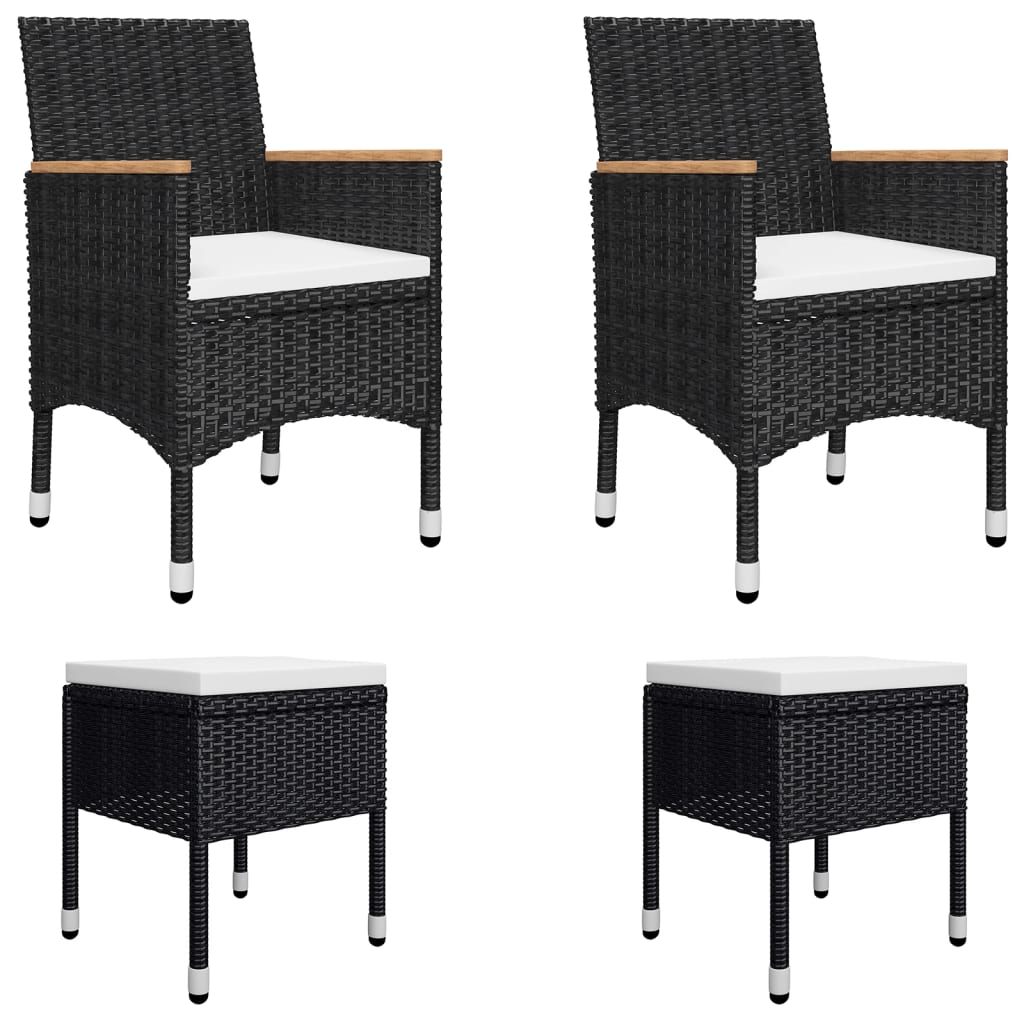 vidaXL 5 Piece Patio Dining Set Black VidaXL