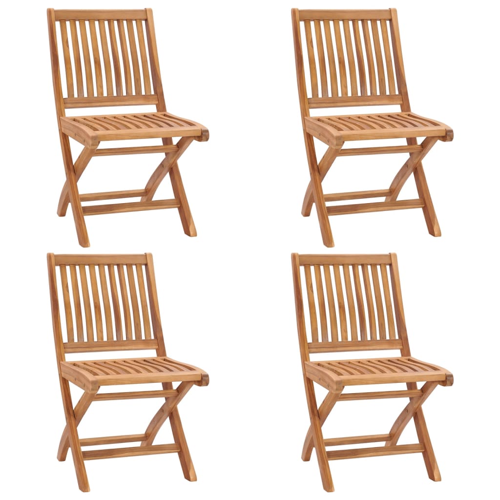 vidaXL Folding Patio Chairs with Cushions 4 pcs Solid Teak Wood VidaXL