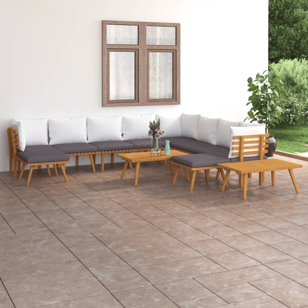 vidaXL 12 Piece Patio Lounge Set with Cushions Solid Acacia Wood VidaXL