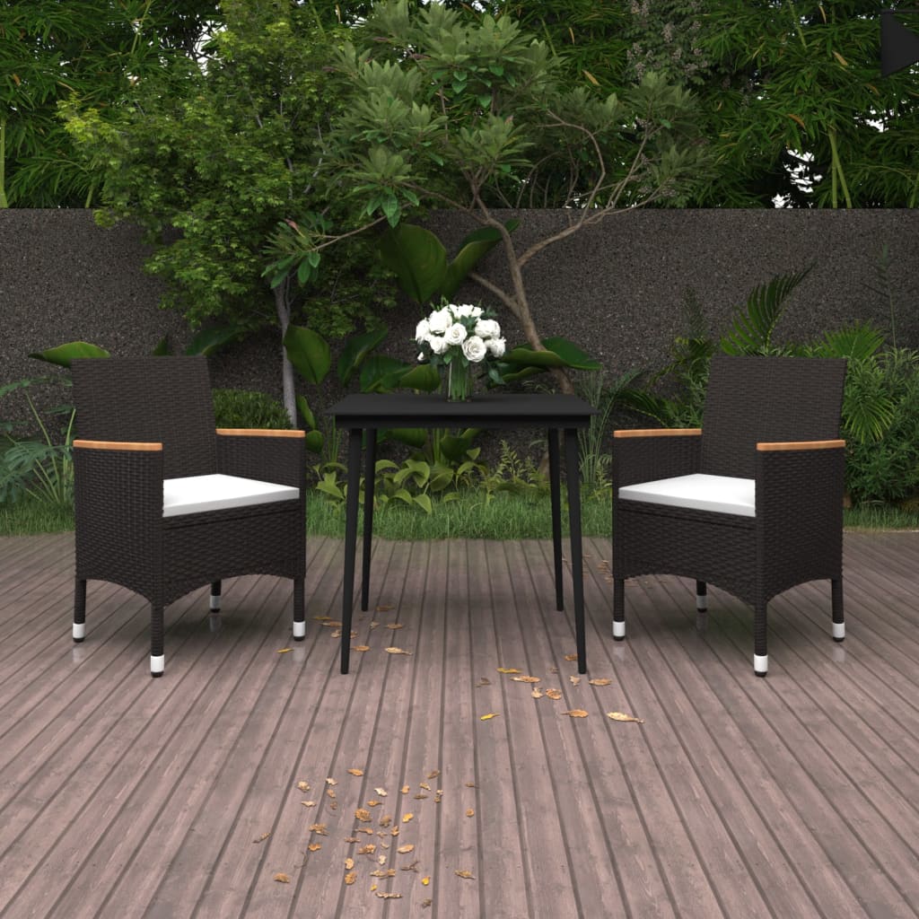 vidaXL Patio Dining Set 5 Piece Black and White/Gray 31.5"/55.1" Table Length VidaXL