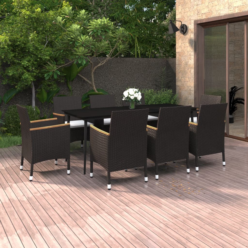 vidaXL Patio Dining Set 5 Piece Black and White/Gray 31.5"/55.1" Table Length VidaXL