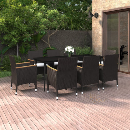 vidaXL Patio Dining Set 5 Piece Black and White/Gray 31.5"/55.1" Table Length VidaXL