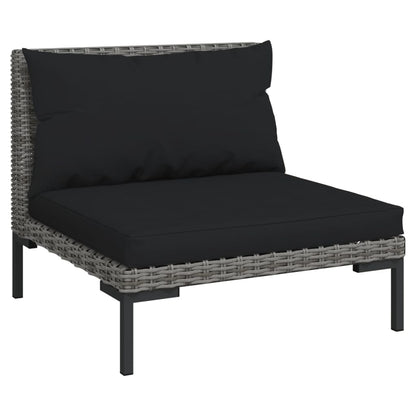NNEVL 9 Piece Garden Lounge Set with Cushions Poly Rattan Dark Grey-2