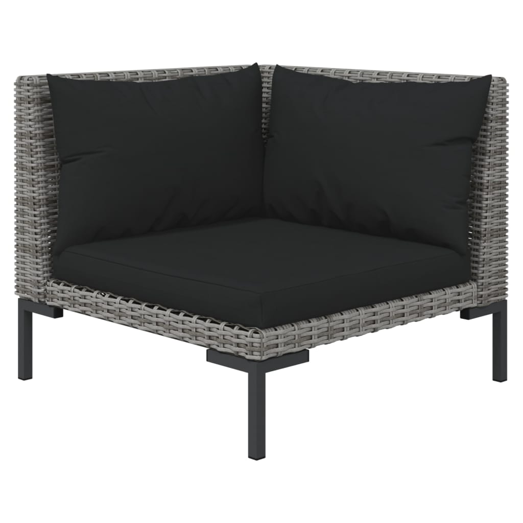 vidaXL 13 Piece Patio Lounge Set with Cushions Poly Rattan Dark Gray VidaXL