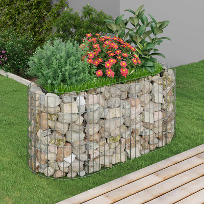 vidaXL Raised Garden Bed Outdoor Gabion Raised Bed Flower Pot Galvanized Iron VidaXL