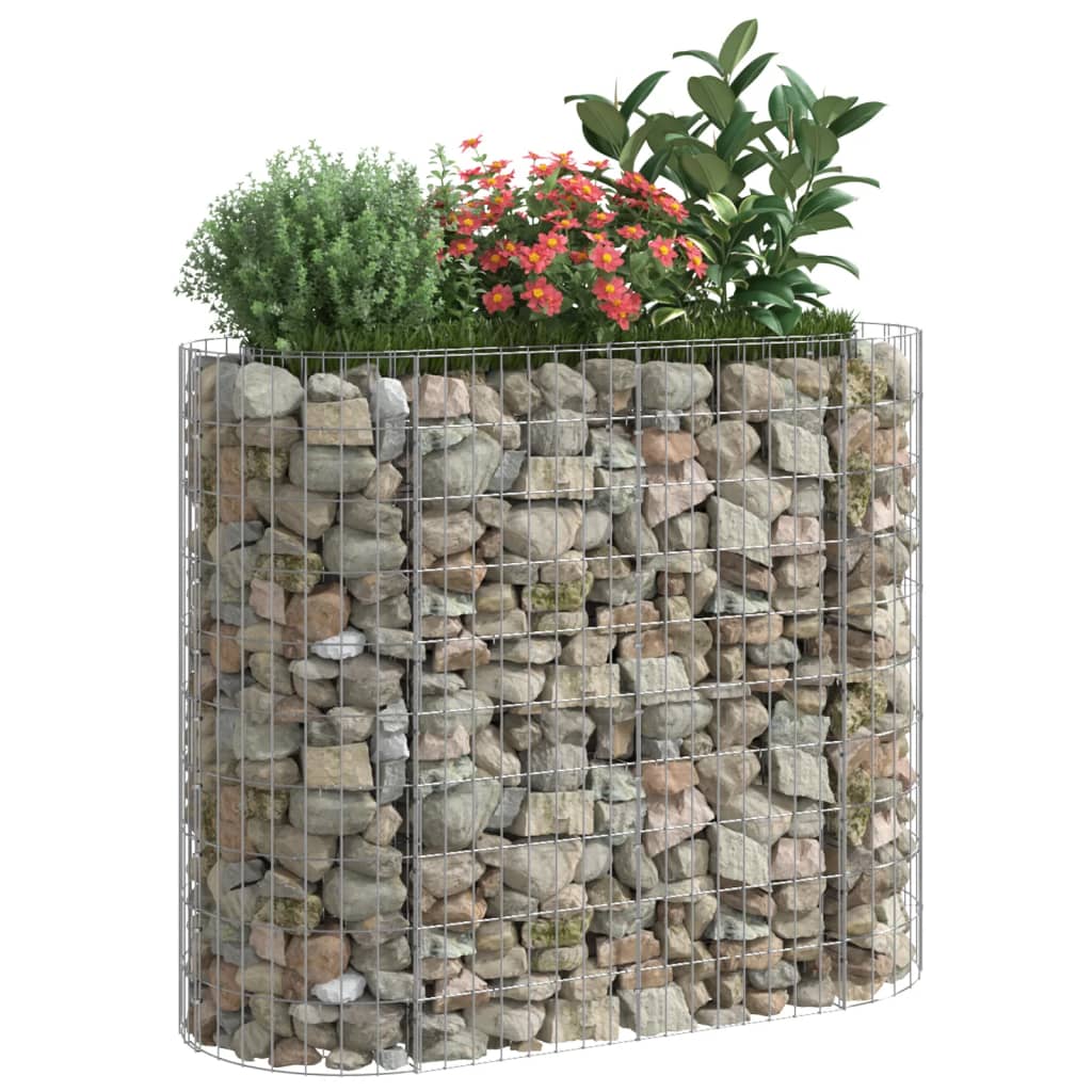 vidaXL Raised Garden Bed Outdoor Gabion Raised Bed Flower Pot Galvanized Iron VidaXL