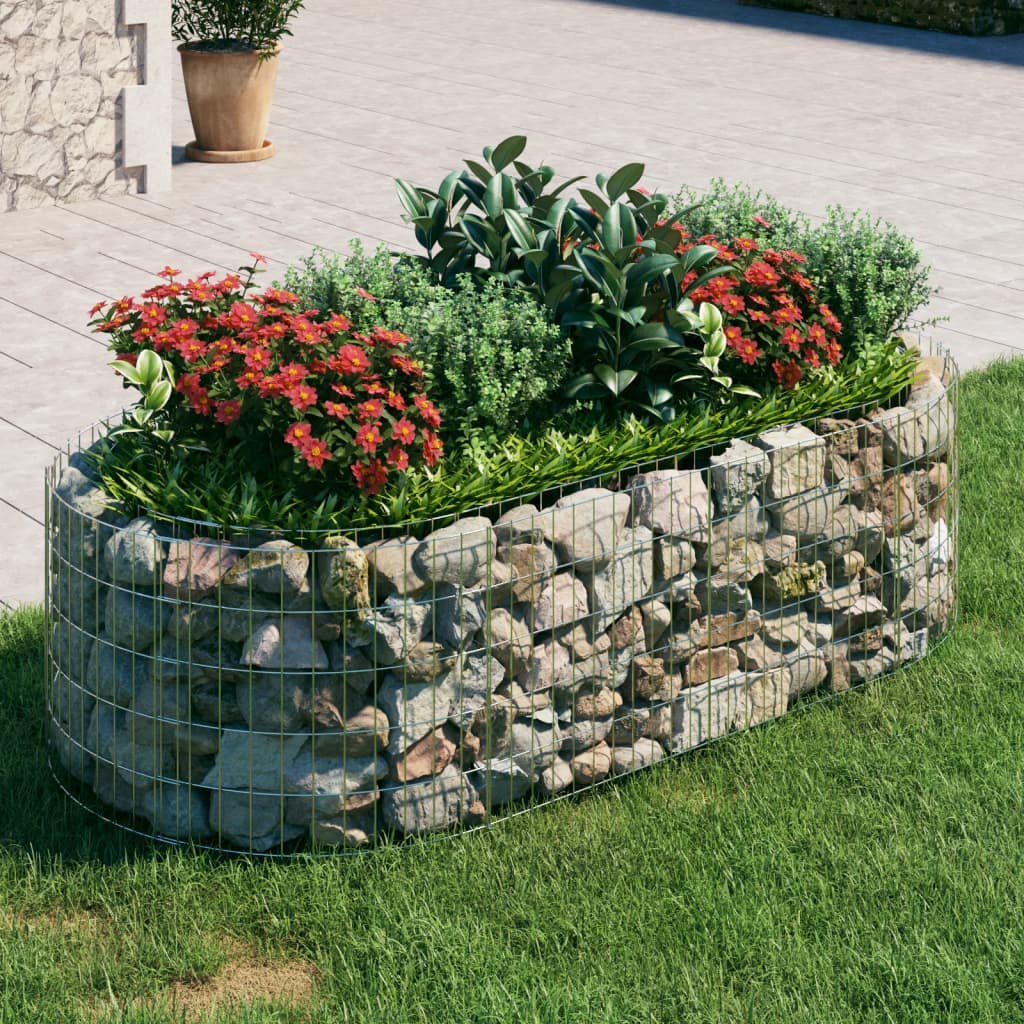 vidaXL Raised Garden Bed Outdoor Gabion Raised Bed Flower Pot Galvanized Iron VidaXL