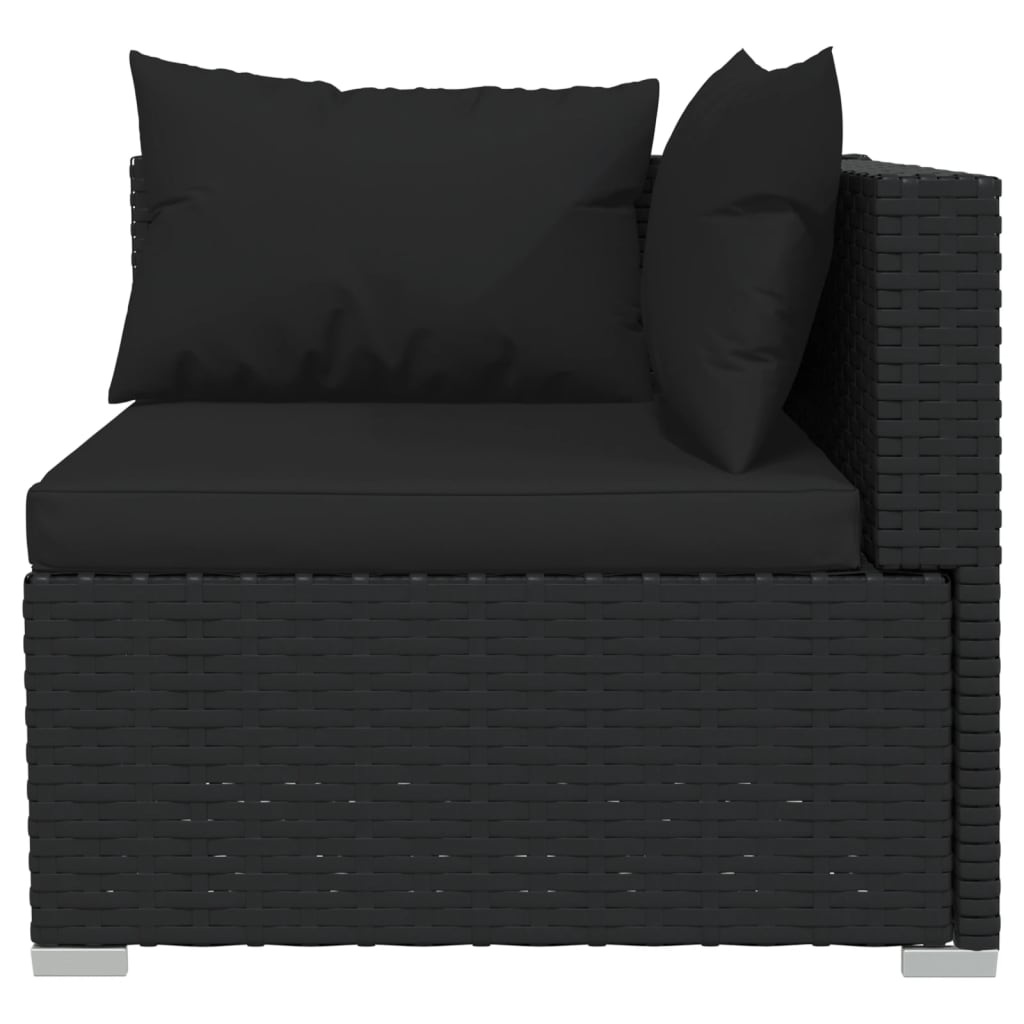 NNEVL 7 Piece Garden Lounge Set with Cushions Poly Rattan Black-2