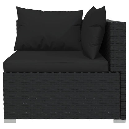 NNEVL 7 Piece Garden Lounge Set with Cushions Poly Rattan Black-2