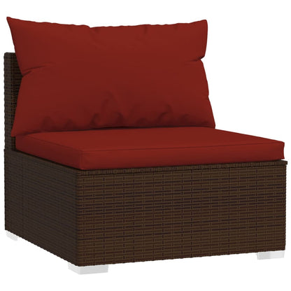 vidaXL 10 Piece Patio Lounge Set with Cushions Poly Rattan Brown VidaXL