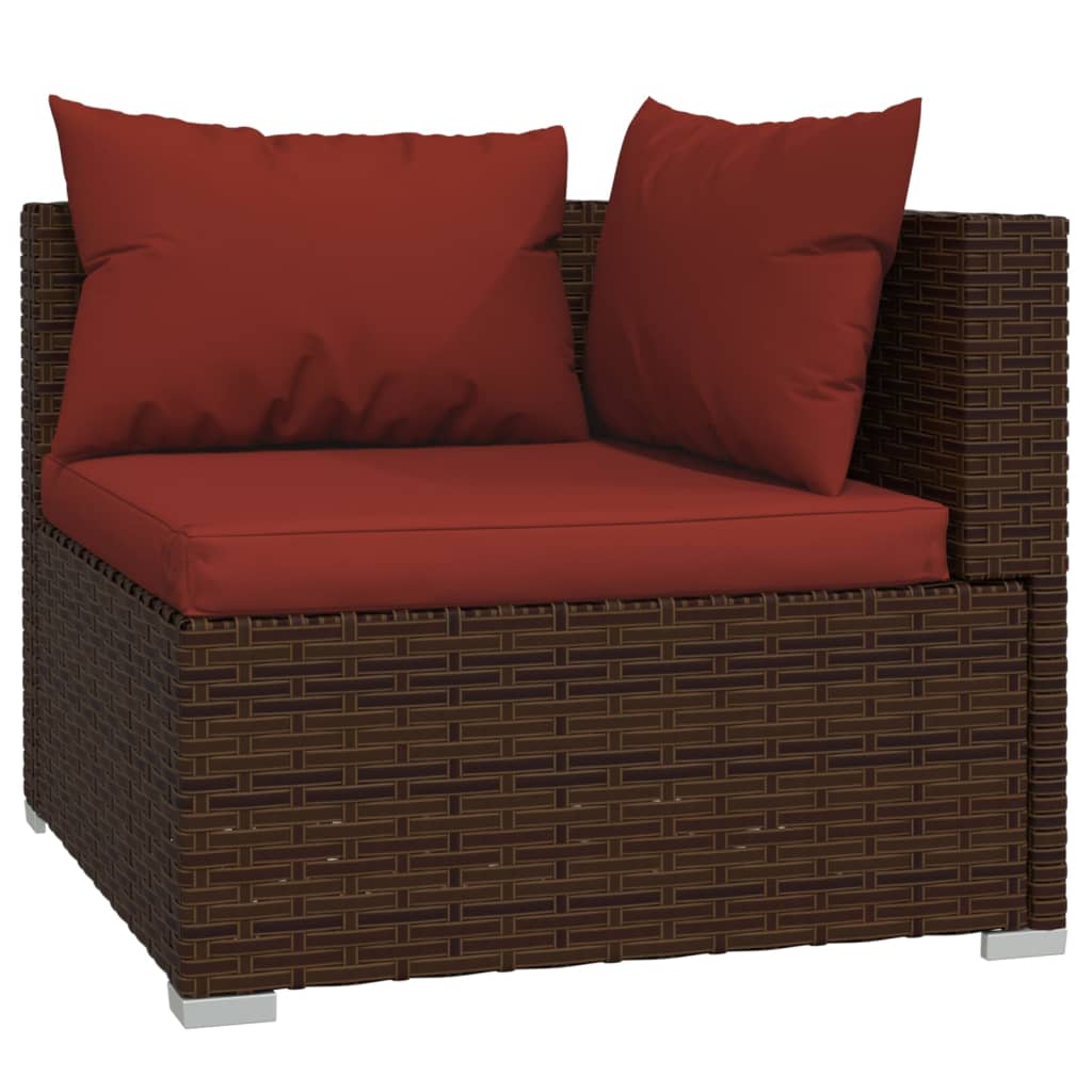 vidaXL 8 Piece Patio Lounge Set with Cushions Poly Rattan Brown VidaXL