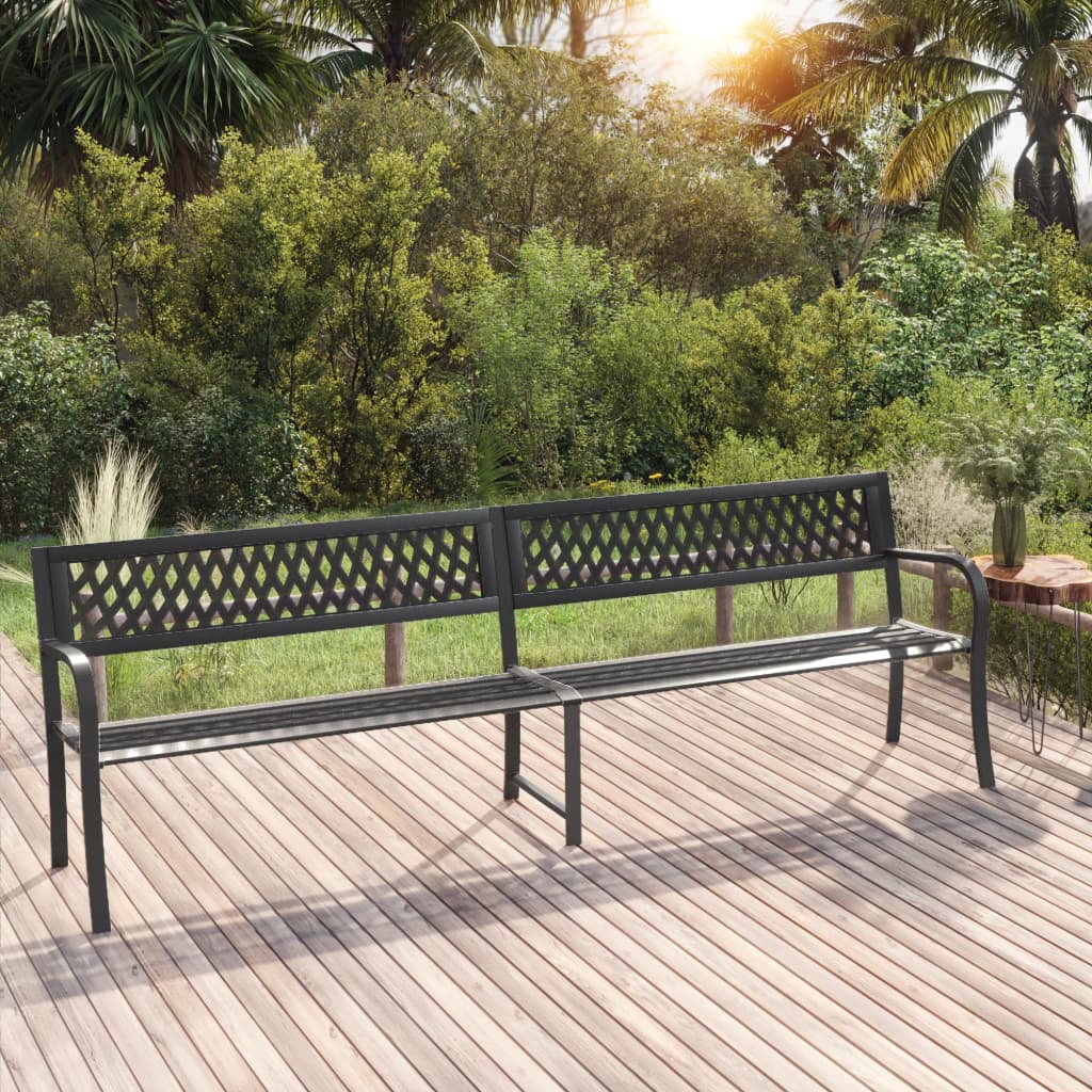 vidaXL Outdoor Patio Bench Park Outdoor Garden Bench with Armrests Black Steel VidaXL