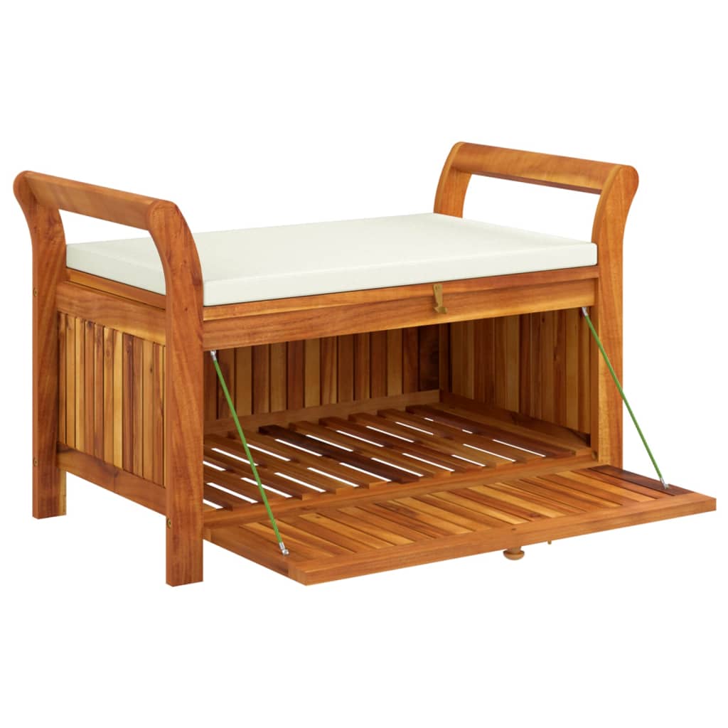 vidaXL Outdoor Storage Bench Patio Deck Box with Cushion Solid Wood Acacia VidaXL
