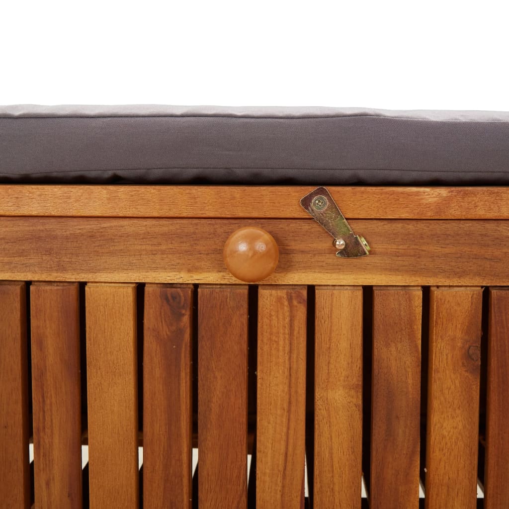 vidaXL Outdoor Storage Bench Patio Deck Box with Cushion Solid Wood Acacia VidaXL
