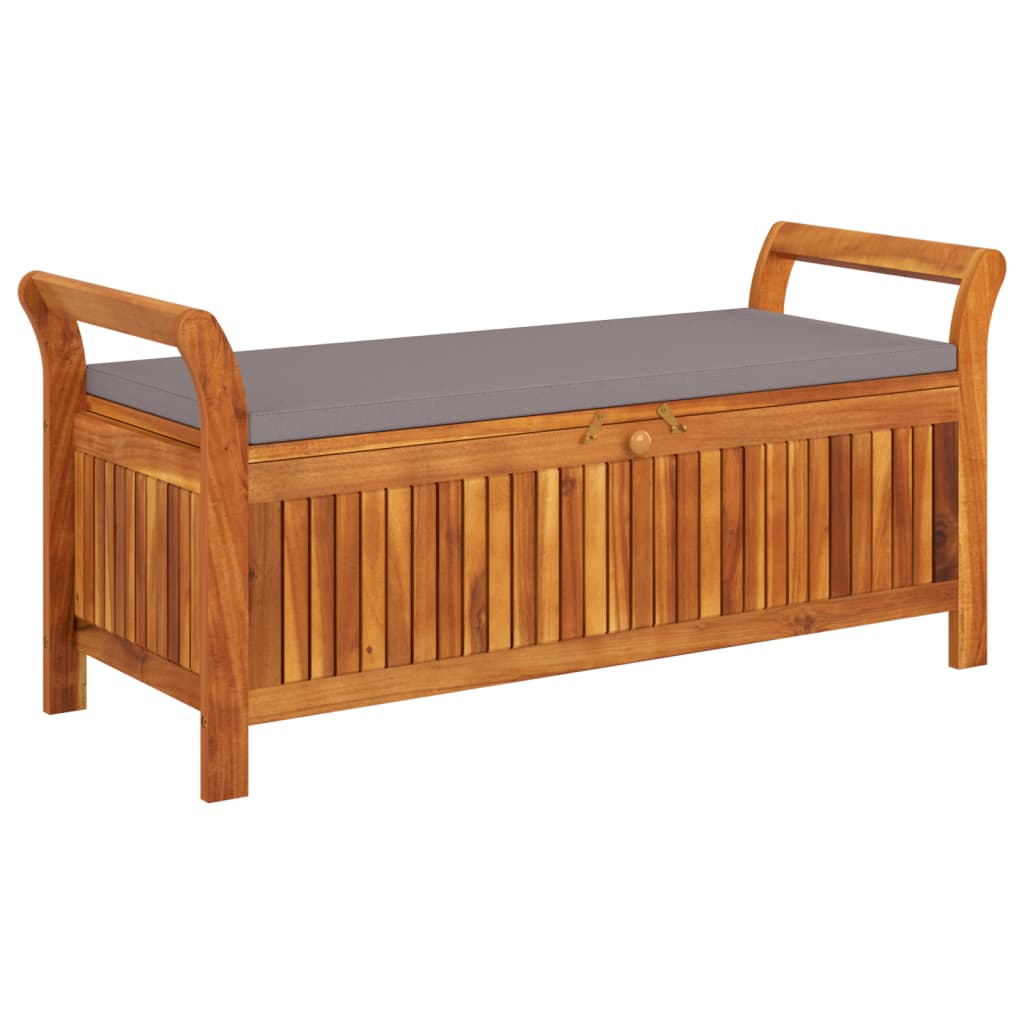 vidaXL Outdoor Storage Bench Patio Deck Box with Cushion Solid Wood Acacia VidaXL