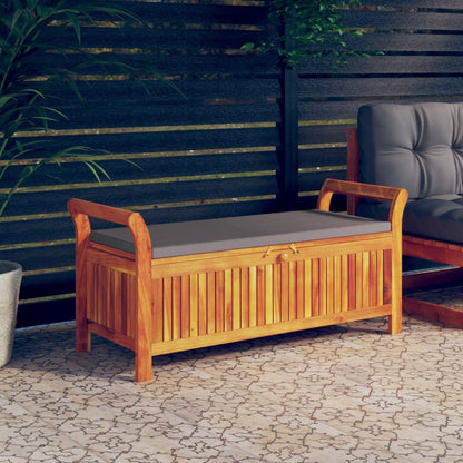 vidaXL Outdoor Storage Bench Patio Deck Box with Cushion Solid Wood Acacia VidaXL