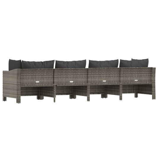 vidaXL 4 Piece Patio Lounge Set with Cushions Gray Poly Rattan VidaXL