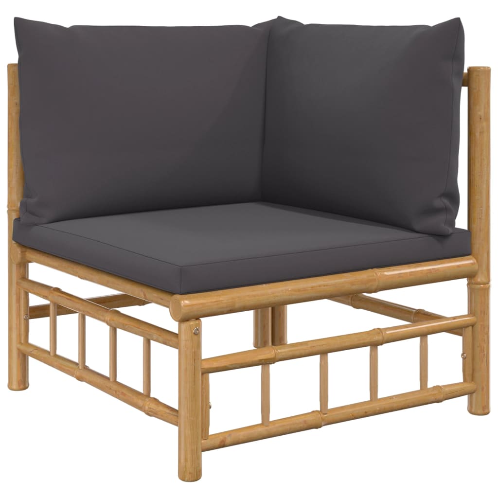 vidaXL 5 Piece Patio Lounge Set with Dark Gray Cushions Bamboo VidaXL