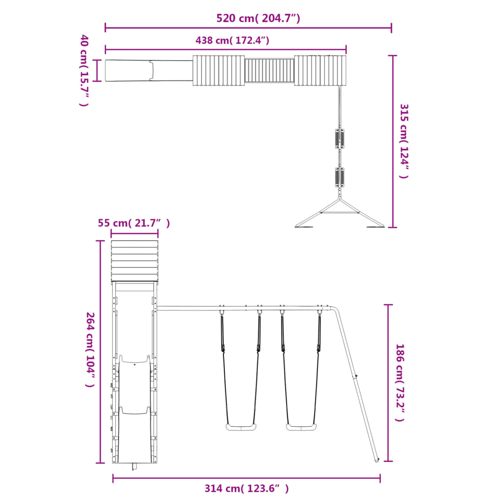 vidaXL Outdoor Playset Solid Wood Pine VidaXL