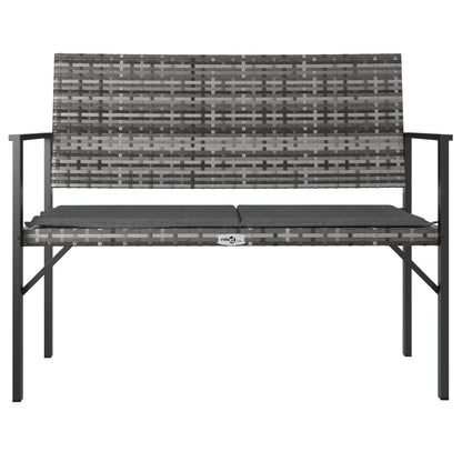 vidaXL 2-Seater Patio Bench with Cushion Gray Poly Rattan VidaXL
