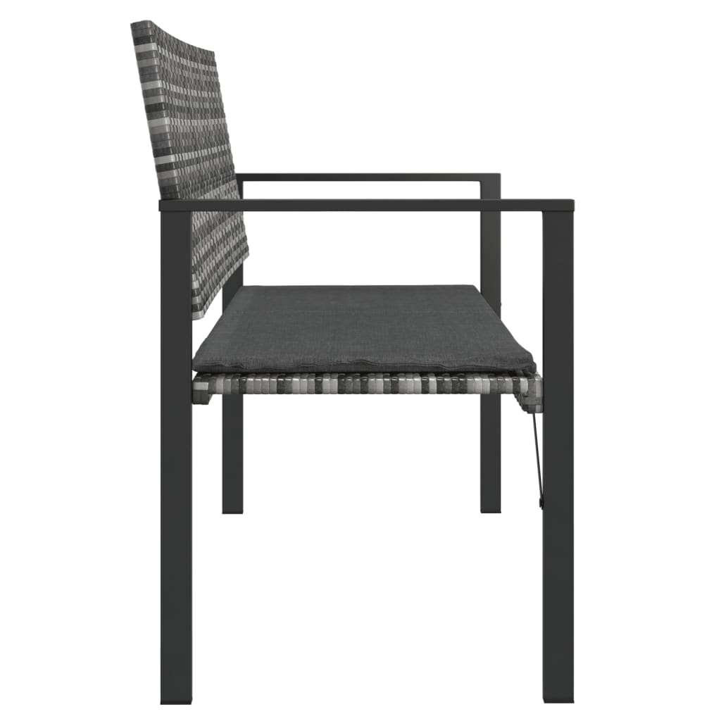 vidaXL 2-Seater Patio Bench with Cushion Gray Poly Rattan VidaXL
