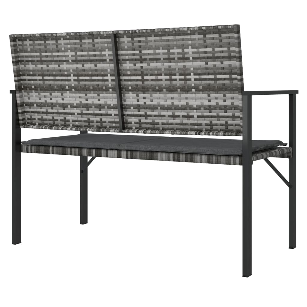 vidaXL 2-Seater Patio Bench with Cushion Gray Poly Rattan VidaXL