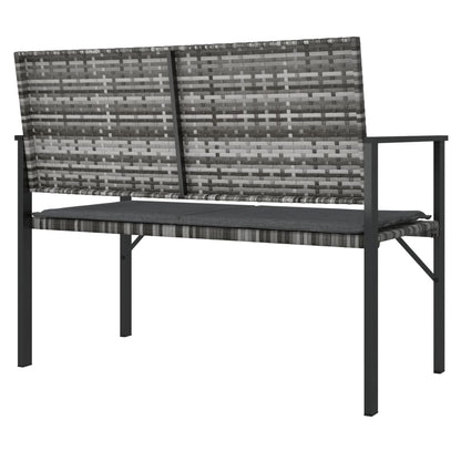 vidaXL 2-Seater Patio Bench with Cushion Gray Poly Rattan VidaXL